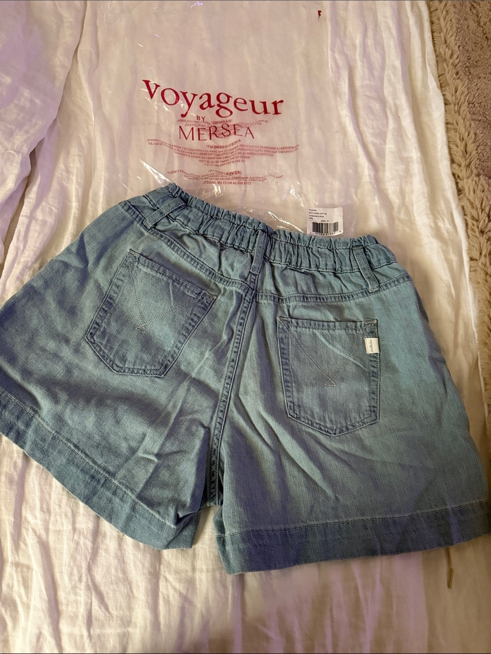 Voyageur Londonberry High-Waist Linen-Denim Shorts in Light Blue - Picture 6 of 10